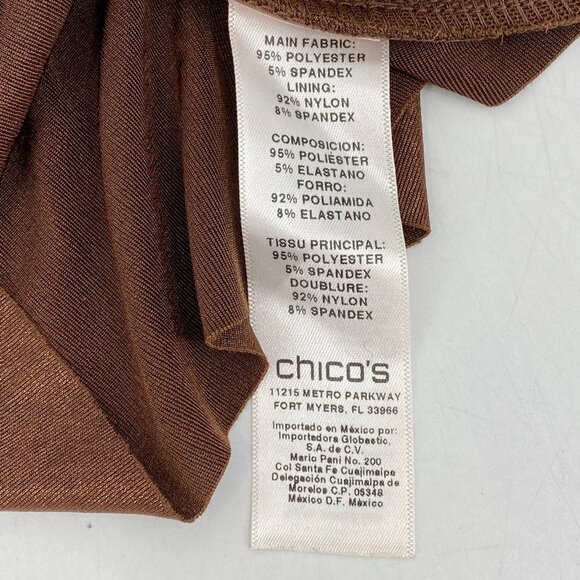 Chico's Brown Long Sleeve Tunic Blouse | V-Neck, Made in USA - Picture 3 of 6